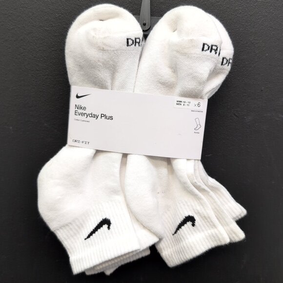 Nike Everyday Plus Cotton Cushioned Crew Socks Size Large White 6 Pairs - Picture 1 of 7